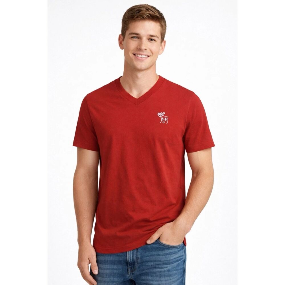 Abercrombie Fitch Muscle Shirt Mens XXL Red V-Neck T-Shirt Tee Y2K Casual *Read